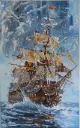 Majestic Sailing Ship in Stormy Seas – Maritime Oil Painting by Mohamad Houmani (2024)