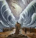 Moses and the Parting of the Sea – Original Biblical Oil Painting by William Abdelnour