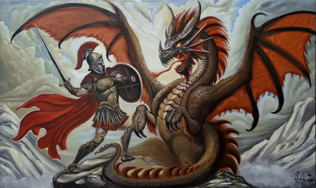 St. George and the Dragon – Original Oil Painting by William Abdelnour