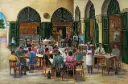 Lebanese Coffeehouse Gathering - Original Painting by Ali Shahrour